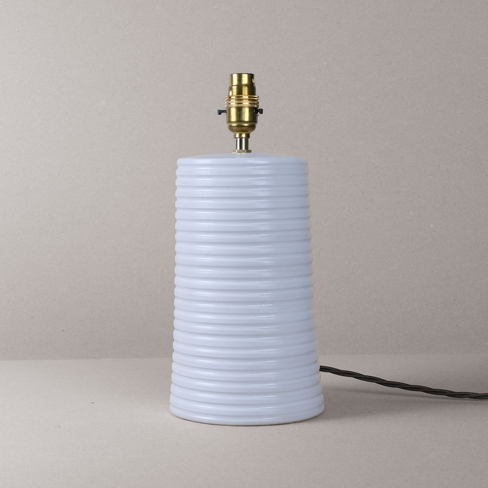 White Ridged Large Tapered Lamp
