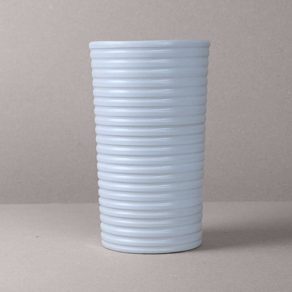 White Ridged Large Vase