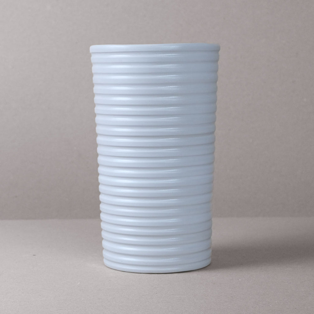 White Ridged Large Vase