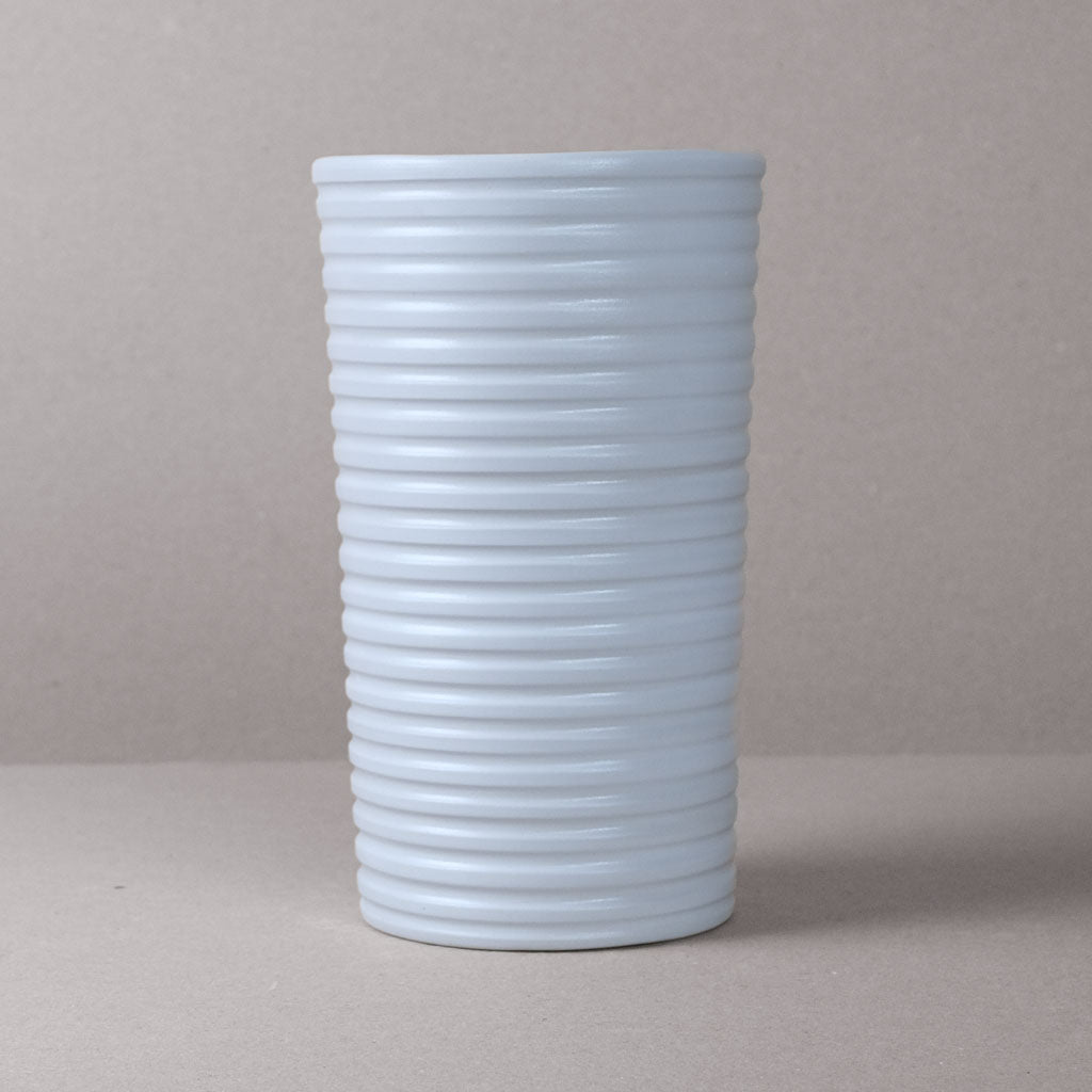 White Ridged Large Vase