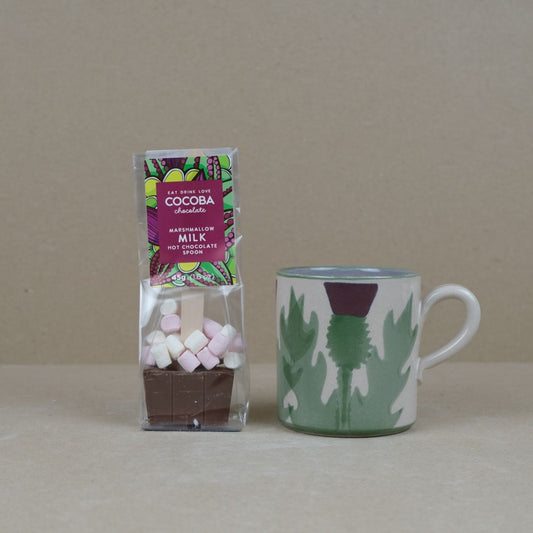 Cream Thistle Large Mug with Hot chocolate Stirrer