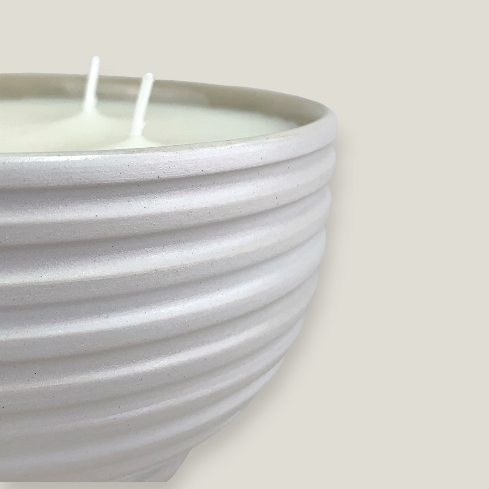 White Ridged Large Candle bowl ANTA