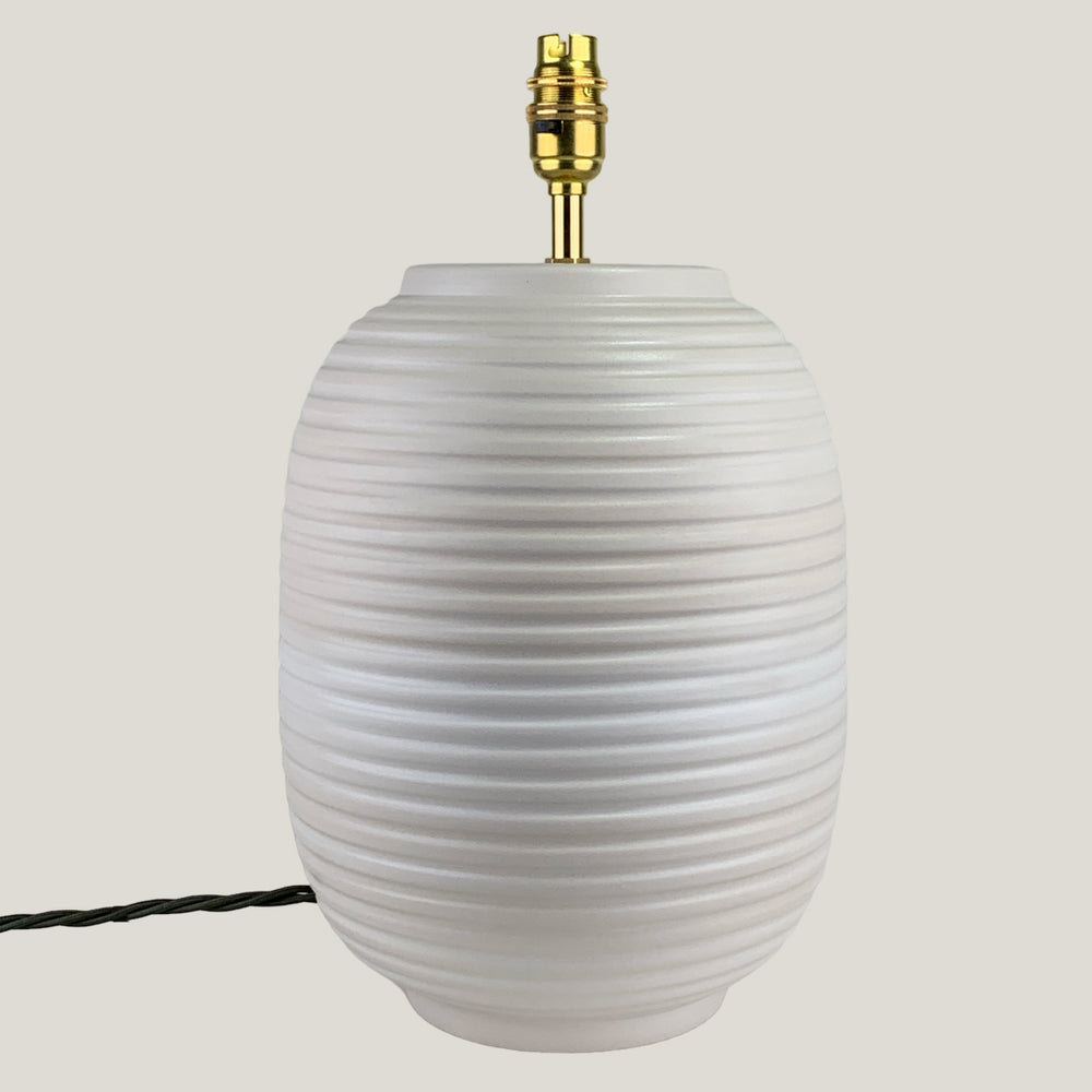 White Ridged Large Table Lamp