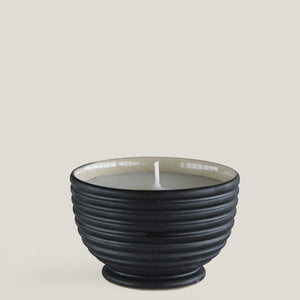 Black Ridged Small Candle Bowl