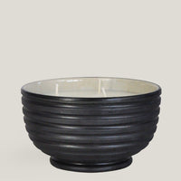 Black Ridged large candle bowl
